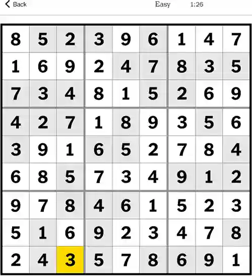 Sudoku NYT Answer Easy 28th September 20223