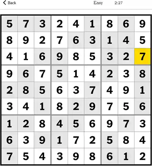 NYT Sudoku Easy 2nd September 2023