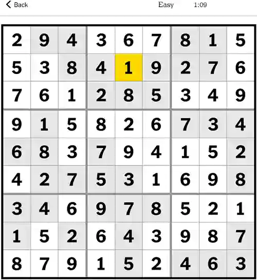 NYT Sudoku Easy 3rd September 2023
