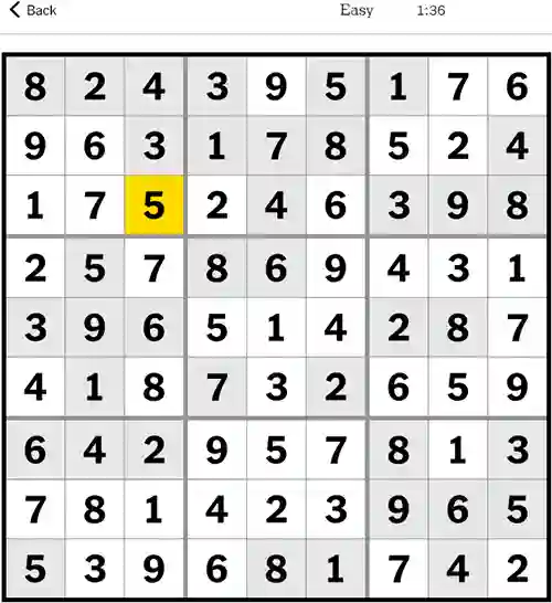 NYT Sudoku Easy 4th September 2023