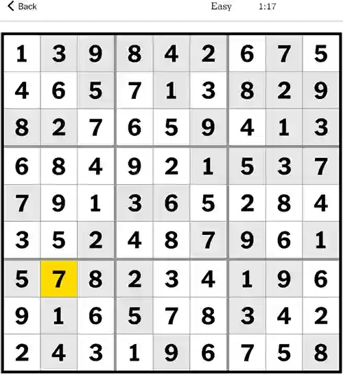 NYT Sudoku Easy 6th September 2023