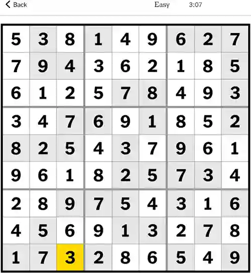 NYT Sudoku Easy 7th September 2023