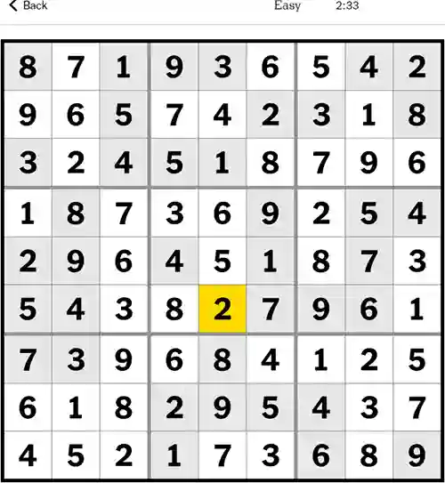 NYT Sudoku Easy 8th September 2023