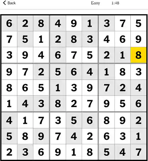 NYT Sudoku Easy 9th September 2023