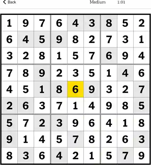 NYT Sudoku Medium 18th September 2023
