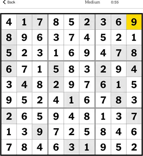 NYT Sudoku Medium 20th September 2023