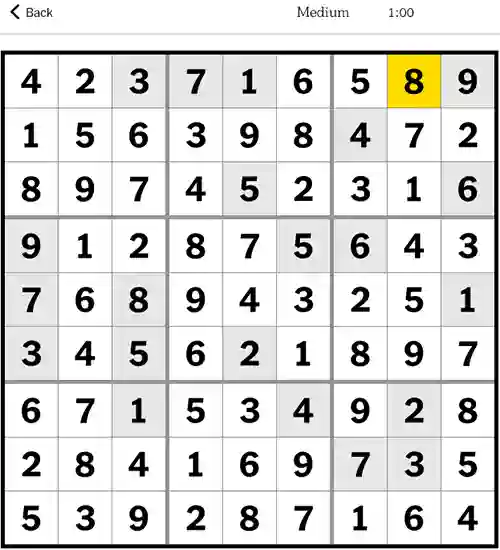NYT Sudoku Medium 25th September 2023