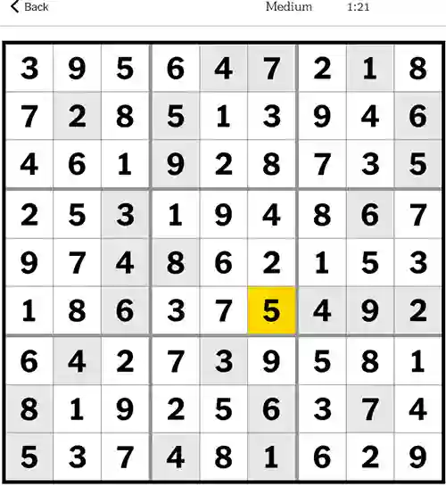 Sudoku NYT Medium Answers 27th September 2023