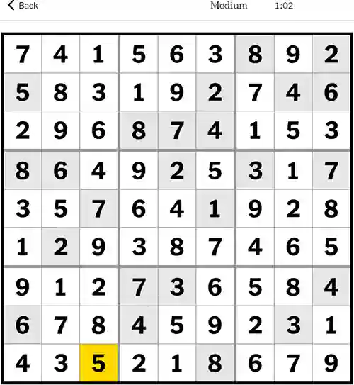 NYT Sudoku Medium 3rd September 2023