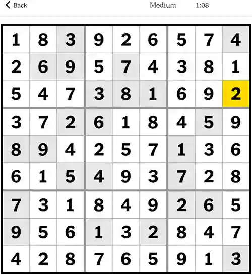 NYT Sudoku Medium 5th September 2023