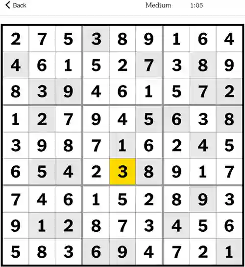 NYT Sudoku Medium 6th September 2023