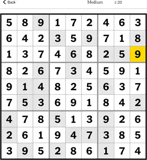 NYT Sudoku Medium 8th September 2023