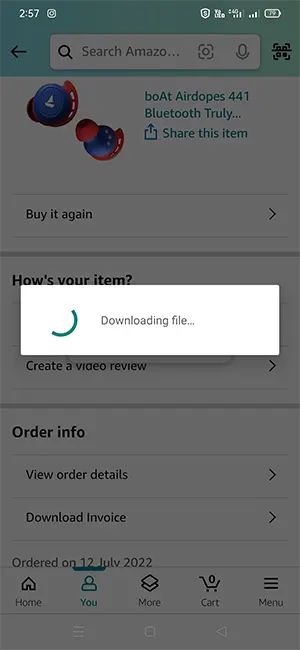 Amazon App Downloading Invoice