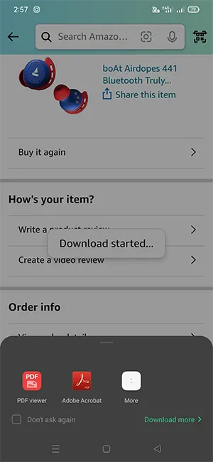 Amazon App Invoice Downloaded