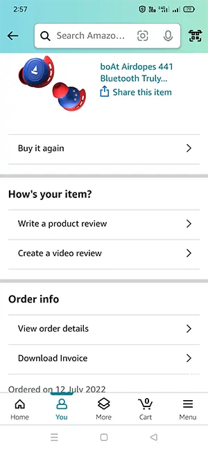 Amazon App Order Info