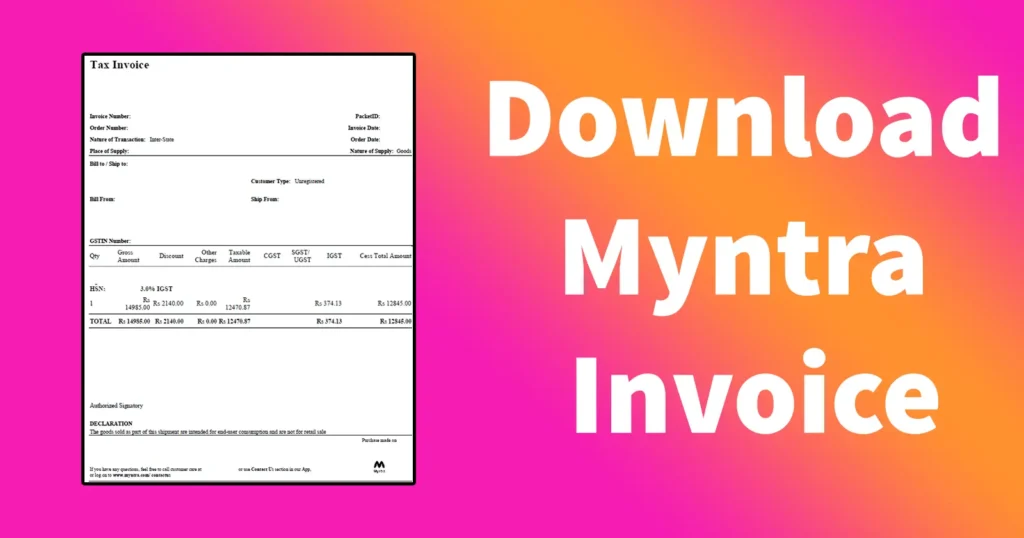 Download Myntra Invoice