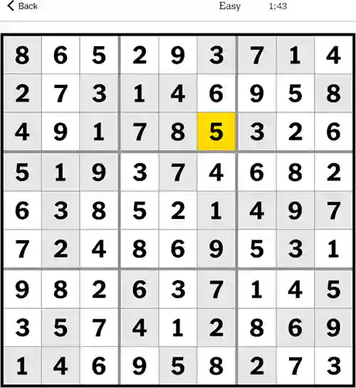 NYT Sudoku Easy Answers 15th October 2023