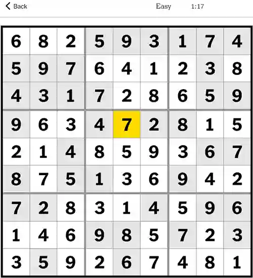 NYT Sudoku Easy 16th October 2023