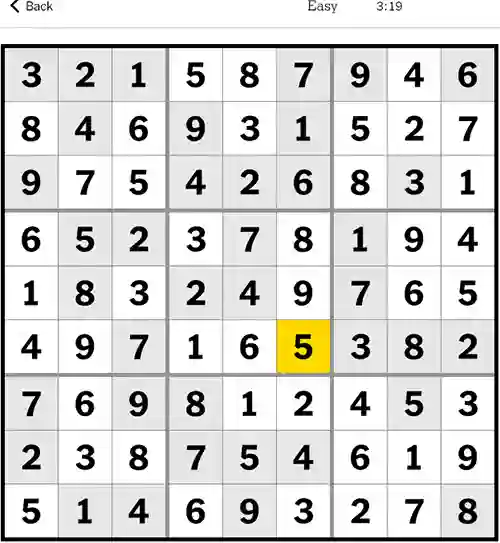 NYT Sudoku Easy 19th October 2023 Answer