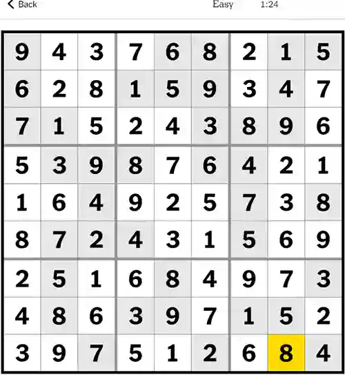 NYT Sudoku Easy 21st October 2023