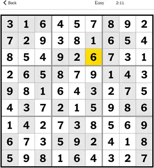 NYT Sudoku Easy 22nd October 2023
