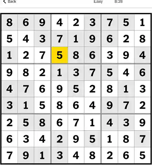 NYT Sudoku Easy 27th October 2023 Answer