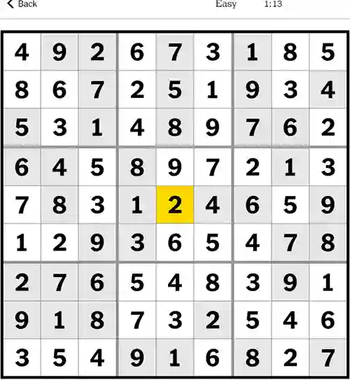 NYT Sudoku Easy 2nd October 2023 Answers