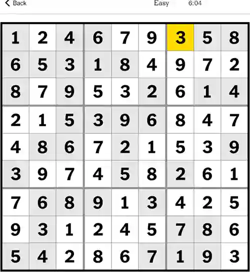 NYT Sudoku Easy 30th October 2023