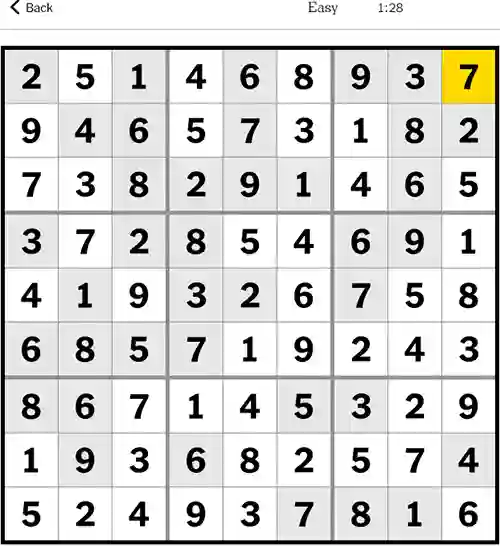 NYT Sudoku Easy 4th October 2023