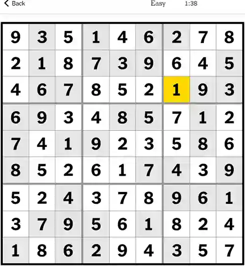 NYT Sudoku Easy 8th October 2023