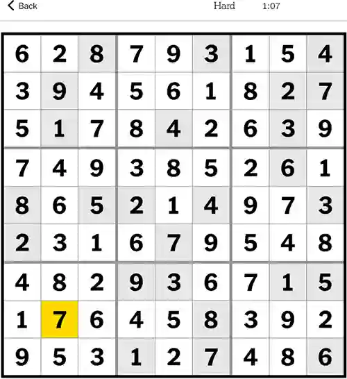 NYT Sudoku Hard 7th October 2023