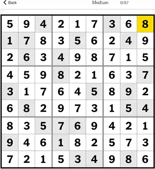 NYT Sudoku Medium 13th October 2023