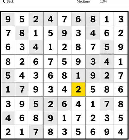 NYT Sudoku Medium Answers 15th October 2023