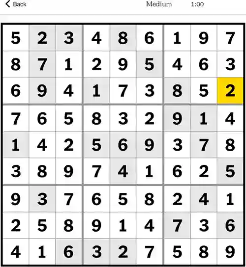 NYT Sudoku Medium 19th October 2023 Answer