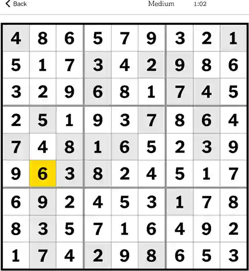 NYT Sudoku Medium 21st October 2023