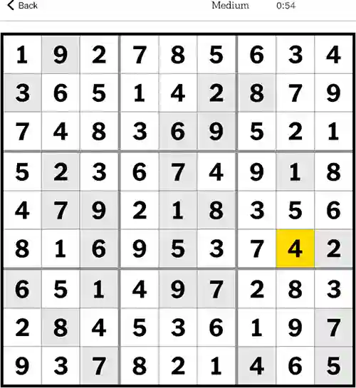 NYT Sudoku Medium 23rd October 2023