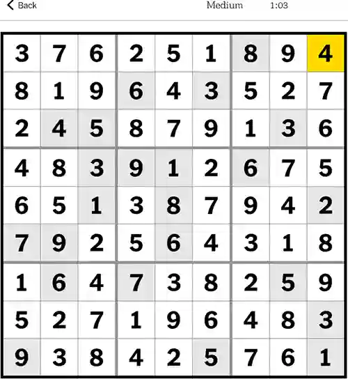 NYT Sudoku Medium 2nd October 2023 Answers