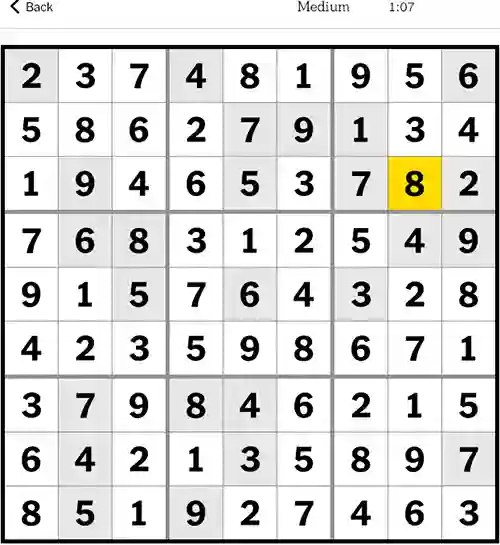 NYT Sudoku Medium 7th October 2023