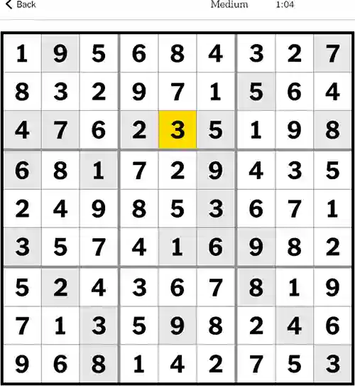 NYT Sudoku Medium 8th October 2023