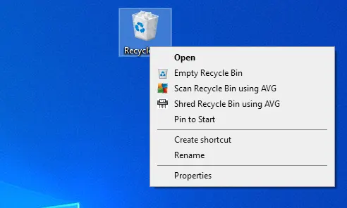 Recycle Bin Properties