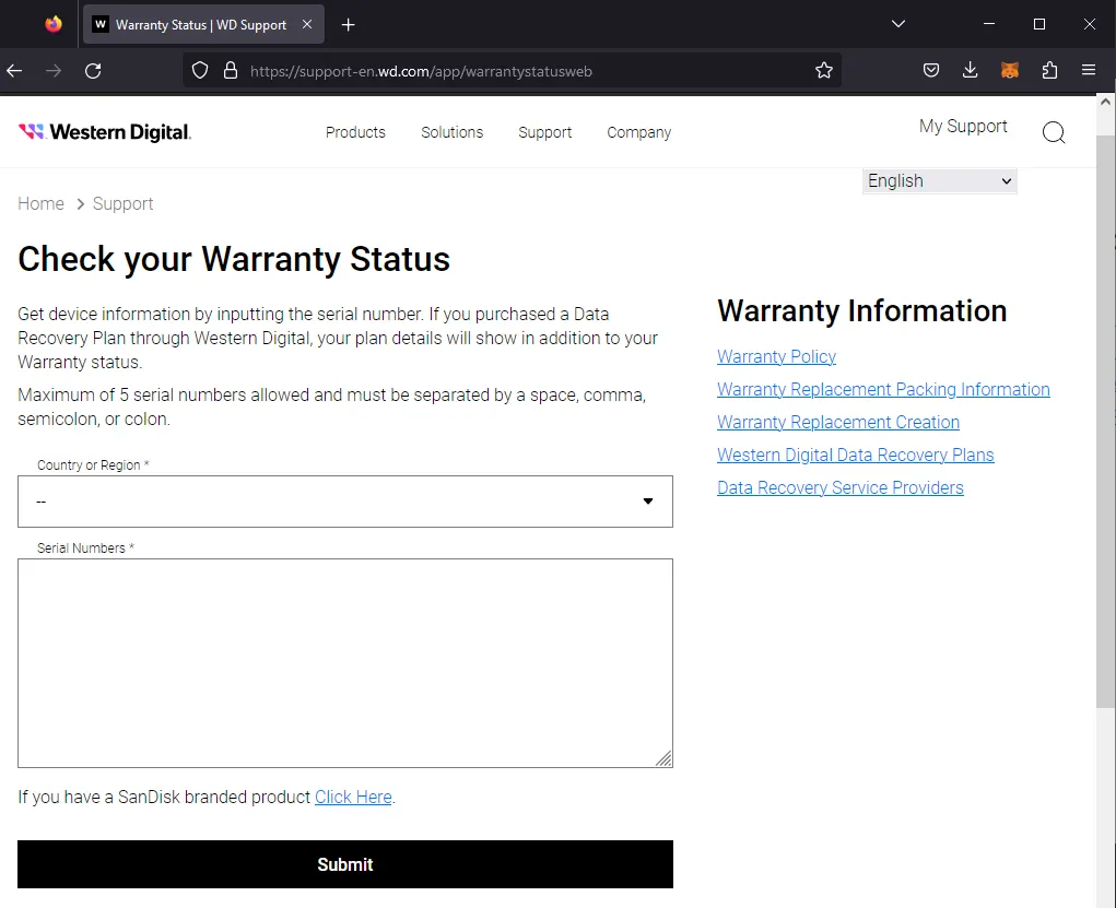 WD Warranty Status