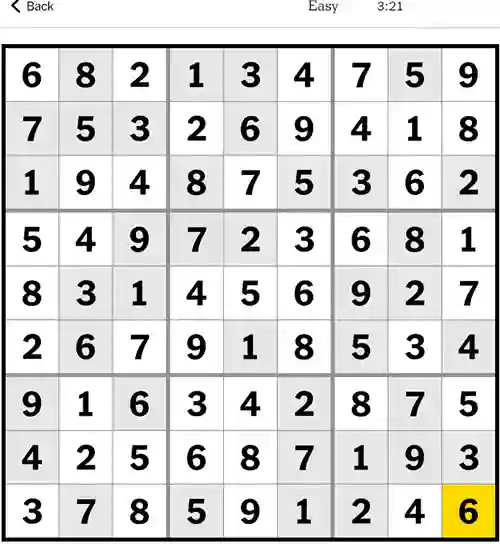 NYT Sudoku Easy 10th November 2023