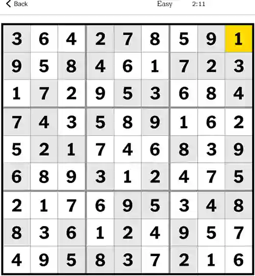 NYT Sudoku Easy 15th November 2023