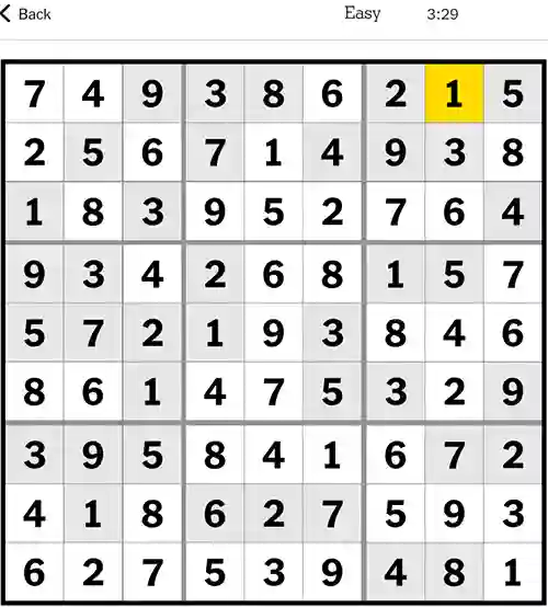 NYT Sudoku Easy 17th November 2023
