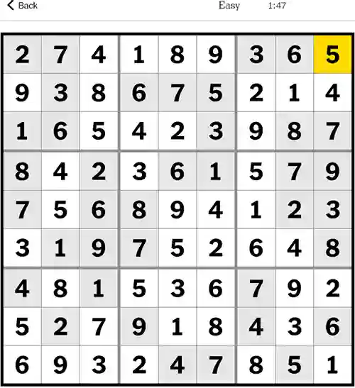 NYT Sudoku Easy 22nd November 2023