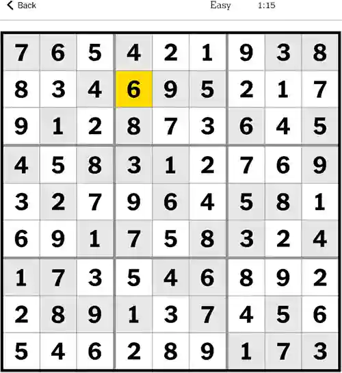 NYT Sudoku Easy Answers 23rd November 2023