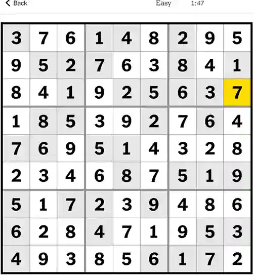 NY Times Sudoku Easy 26th November 2023