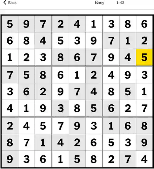 NYT Sudoku Easy 27th November 2023