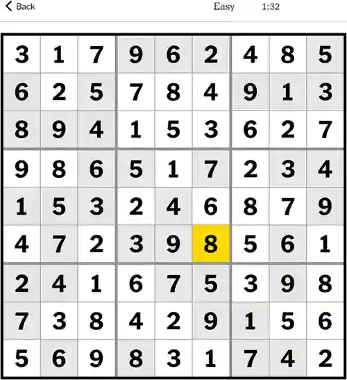 NYT Sudoku Easy 28th November 2023