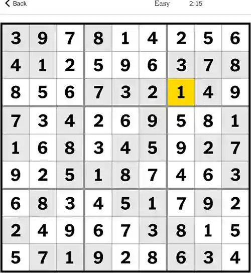 NYT Sudoku Easy 29h November 2023
